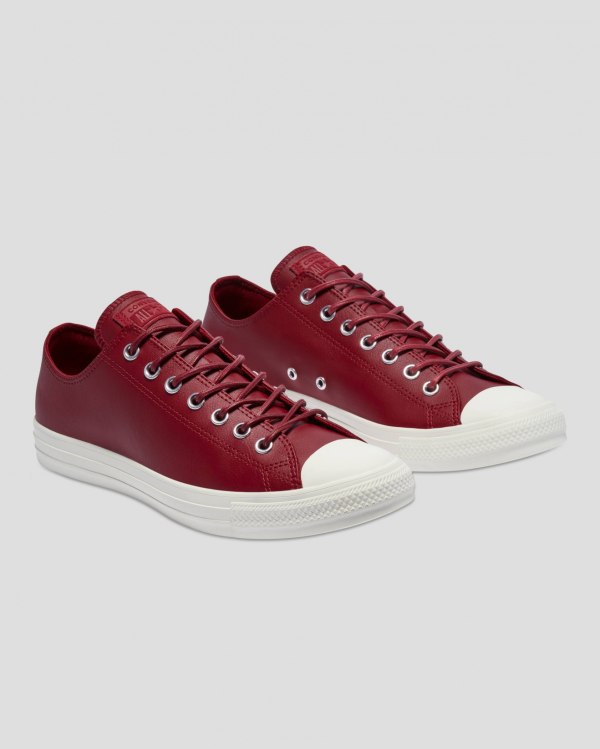 Converse Chuck Taylor All Star Seasonal Leather Bordeaux Sko Danmark - Converse Lave Sneakers Herre